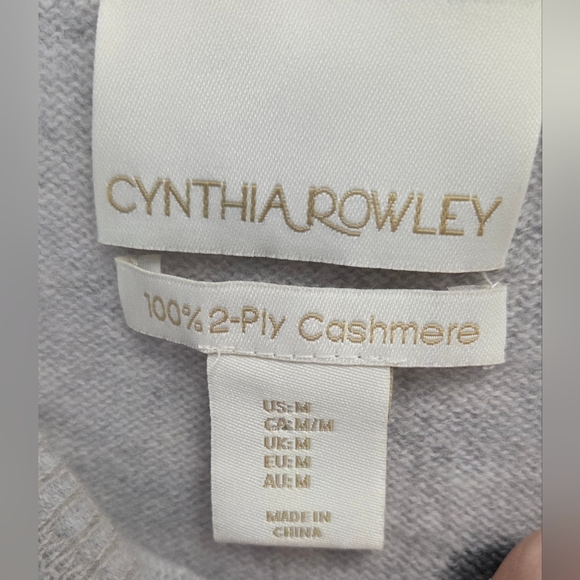 Cynthia Rowley Polka Dot 100% Cashmere Gray & Black Roundneck Sweater Medium - Picture 4 of 5